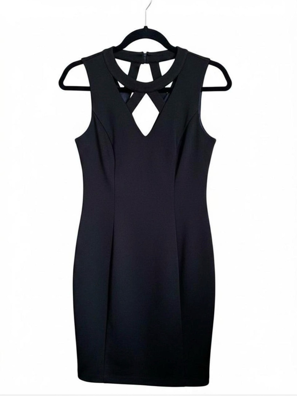 Guess Black Sleeveless Mini Dress with Cutout Neckline